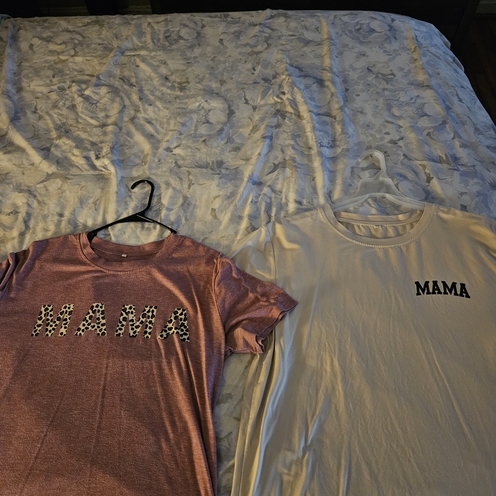 Amazon Women's Mama T-Shirts in Pink and Cream